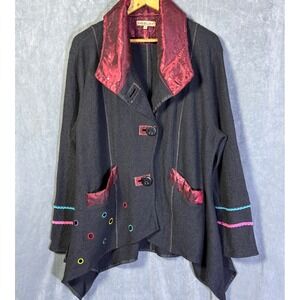 Neslay Paris Lagenlook Wool Blend Jacket Black WhimsyGoth Art to Wear One Size